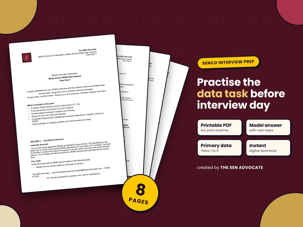 Whole School SEND Data Analysis – Task Pack 1